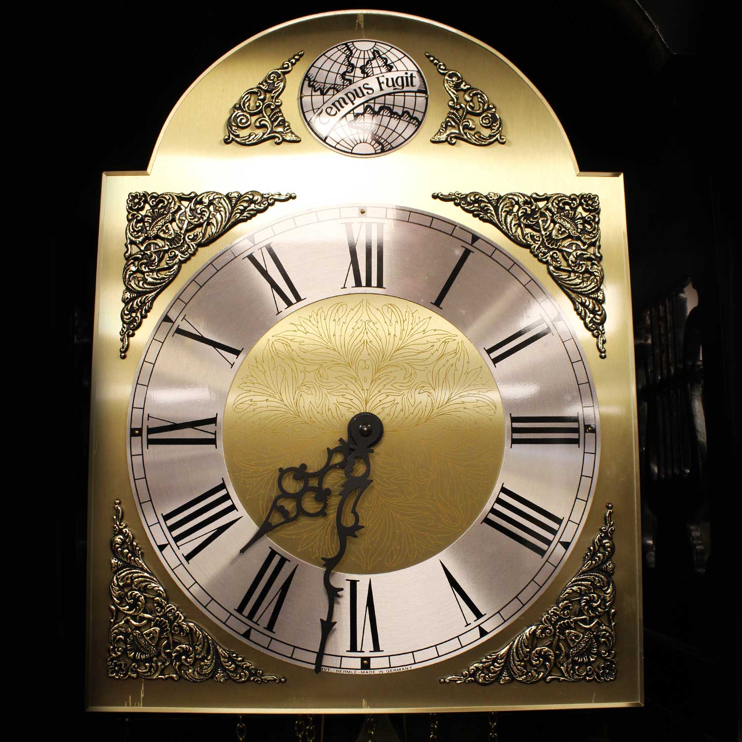 Rosewood Triple Chime Grandfather Clock With Bottom Cabinet